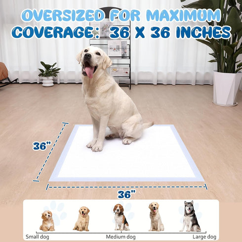 Tovley 36x36 Inches, 40 Count 6-Layer 12 (40 Count) Dog Pee Pads Extra Large Extra Thick Heavy Duty Holds Up to Cups