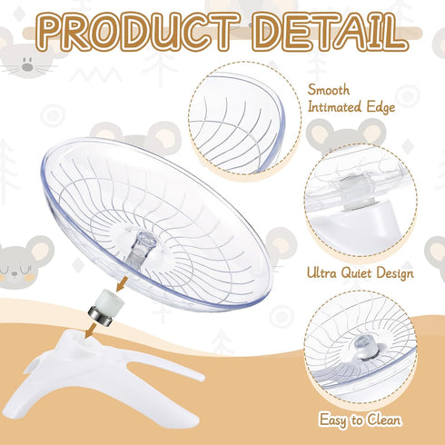 2 Pieces Hamster Wheel, Silent Exercise Wheel for Hamsters, Gerbils, Mice, Hedgehog, Guinea Pig