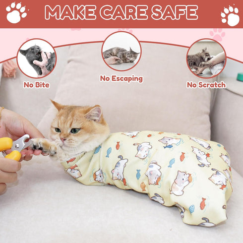 Dvxoc 29.5" 16lbs) Cat Grooming Wrap,cat wrap for Cutting Nails,Self-Adhesive cat Swaddle wrap cat Restraint cat wrap