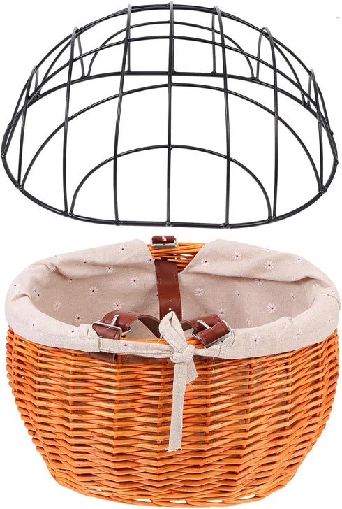 Toyvian Wicker Bike Basket Front Carrier Capacity Pet Basket for Cats Dogs