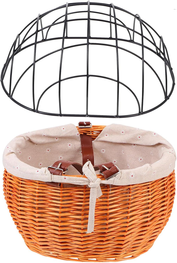 Toyvian Wicker Bike Basket Front Carrier Capacity Pet Basket for Cats Dogs