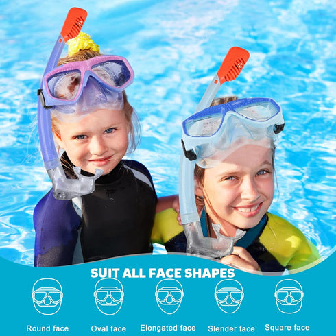 KUYOU Kids Snorkel Set, Anti-Fog Full Dry Top Snorkeling Package with Diving Mask and Snorkel Gear for Youth Boys Girls