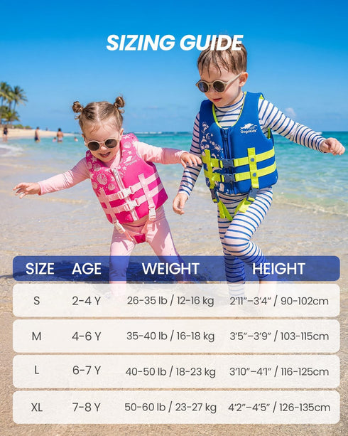 2-8 22-60 lbs Gogokids Toddler Swim Vest, Kids Floaties Boys & Girls Buoyancy Jacket for Pool & Beach, Fits Years /