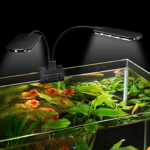 WEAVERBIRD 15W Double Head Aquarium Fish Tank Light, 32 LED Clip Lamp, 1600LM White Lighting for 8-15 Inch Tank