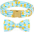 Maca Bates Summer Lemon Dog Collar with Bow Tie, Adjustable Breakaway Bows for XS to XL Dogs, Birthday Gift