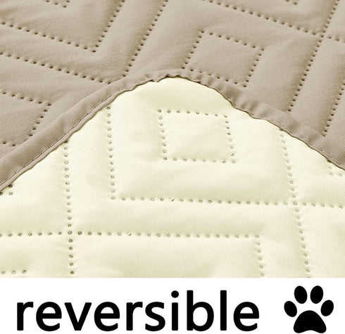 hyha Waterproof Dog Blanket, Soft Pet Bed Cover, Reversible Washable Sofa Couch Cover for Dogs (82x82 Inch, Taupe/Beige)