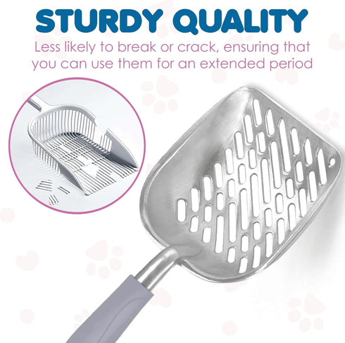 SunGrow Cat Litter Scoop, Premium Multicat Metal Sifter with Deep Shovel, Non-Slip Handle, Heavy Duty