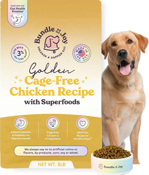 Bundle x Joy Golden Probiotic Dog Food Dry, Chicken, 8lb Bag, Allergy