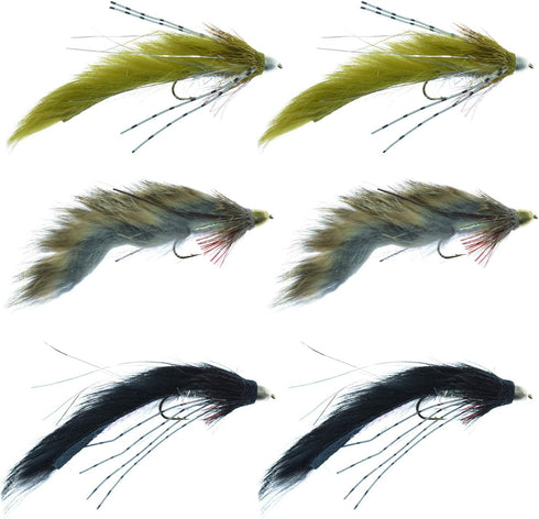 The Fly Fishing Place Muddy Buddy Zuddler Cone Head Lunchables Streamer Fly Fishing Flies Assortment - 6 Flies