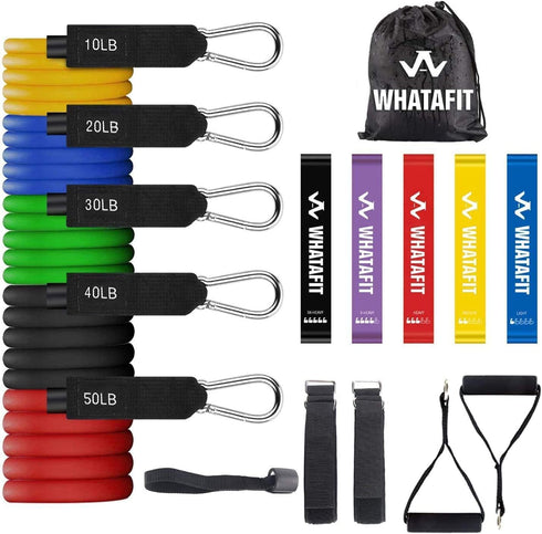 WHATAFIT Resistance Bands for Working Out, Exercise Bands with Handles for Men and Women Fitness