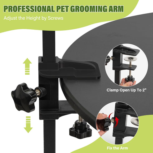 Dog Grooming Arm with Pet Grooming Hammock, getlstub 35" Adjustable No Sit Haunch Holders for Small and Medium Pets