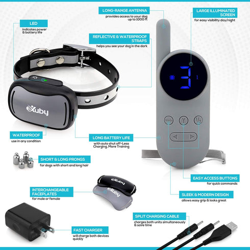 eXuby Cat Training Collar w/Remote - Small & Gentle - 3 Correction Modes, 9 Intensity Levels, Water Resistant