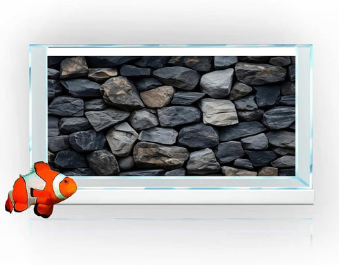 Underwater Stone Aquarium Background, Rock Wall Nature Landscape Fish Tank Decor, Polyester Fabric with 6 EVA
