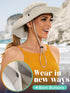 Sun Hat for Women with Ponytail Hole, UPF50+ Waterproof Beach Bucket Safari Hiking Hat