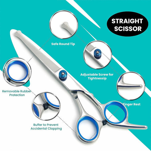 7 1 Set MEDUWEDU in Dog Grooming Scissors with Safety Round Head, Sharp and Durable, with Two Stainless Steel Combs