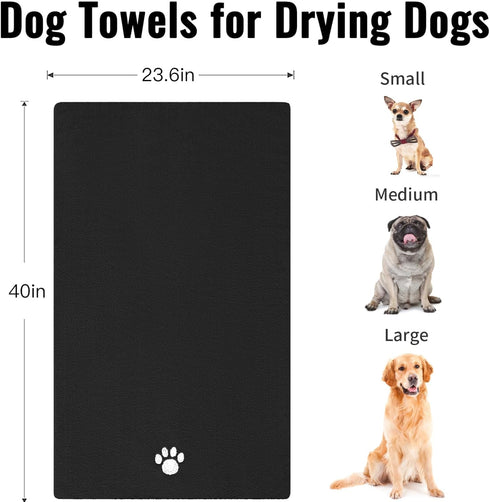 3 Pack Microfiber Dog Towels for Drying Dogs, Super Absorbent Pet Grooming Towel, Perfect for Large, Medium, Small