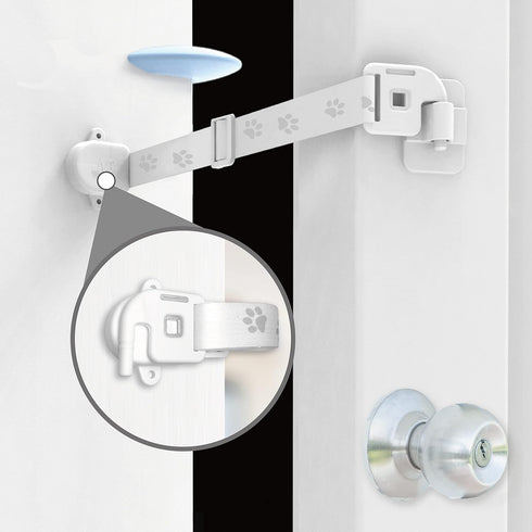 Adjustable Door Strap and Latch - Textile Cat Door Latch to Keep Dog Out of Litter Box, Economical Alternative to Pet