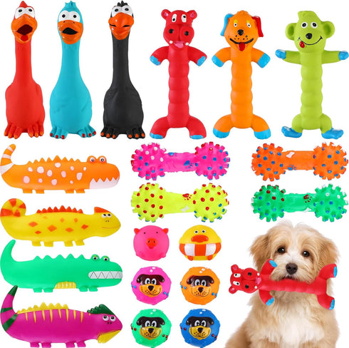 Shappy 20 Pcs Squeak Latex Puppy Toy, Squeaky Dog Toys for Small Medium Large Pets, Interactive Play Fetch