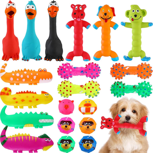 Shappy 20 Pcs Squeak Latex Puppy Toy, Squeaky Dog Toys for Small Medium Large Pets, Interactive Play Fetch