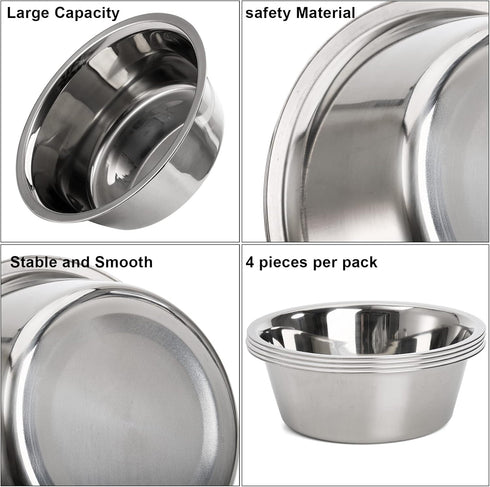 DEAYOU 4-Pack Stainless Steel Dog Bowl, Metal Food and Water Dish for Large Medium Small Dogs, Elevated Stand, Kitten,