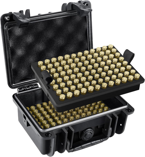 FUNANASUN 192 Round Ammo Storage Box, Waterproof 9mm Ammo Case, Locking Storage Case for Range Day and Outdoor Adventure
