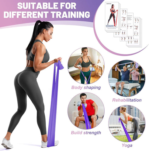 Resistance Bands Set, 5 Pcs Elastic Stretch Bands for Yoga Pilates Fitness Stretching Strength Training