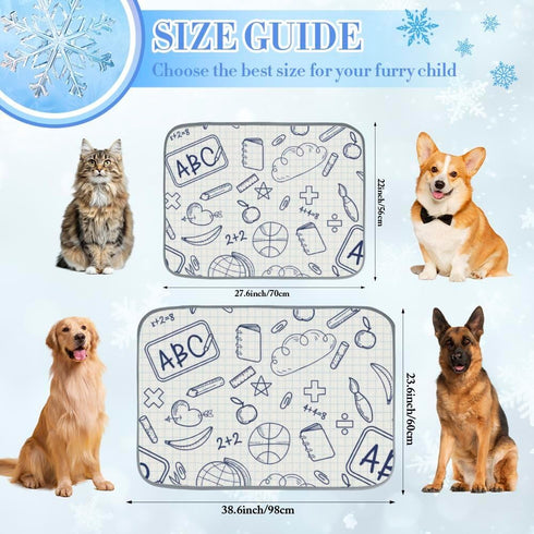 imiBBWQu Summer Summer 27" 22" Dog Cooling Mat School Pattern Cat Cooling Mat Washable Pet Pad Pet Kitten Beds