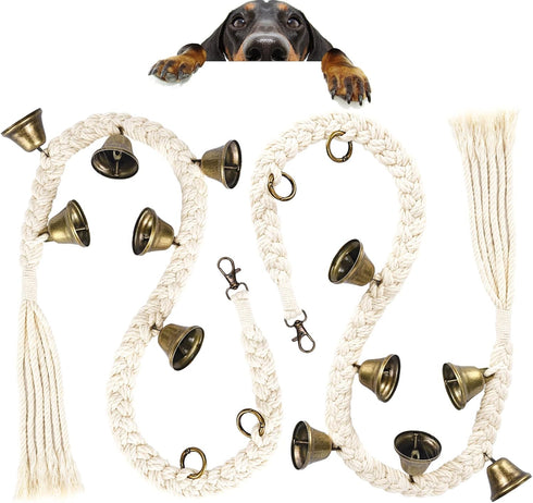 KLOGTSIND 2 Pack Dog Bells for Door Potty Training, Handwoven Cotton Rope