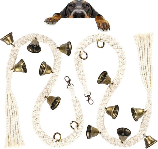 KLOGTSIND 2 Pack Dog Bells for Door Potty Training, Handwoven Cotton Rope