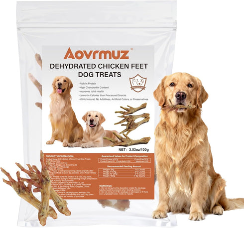 Aovrmuz Dehydrated Chicken Feet Dog Treats Organic Nail-Free High Protein No Addictives Single