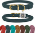 BRONZEDOG Rolled Leather Dog Collar with QR ID Tag - Adjustable Soft Round Collars for Small Medium Large Dogs (11" -
