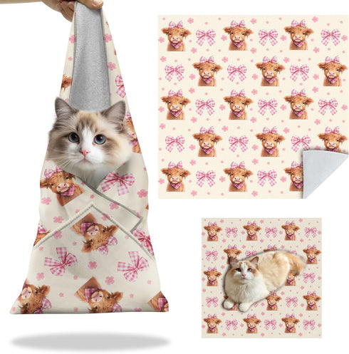 27.6"Cat Grooming Wrap, Self Adhesive Cat Wrap for Cutting Nail, Anti-Escape Calming