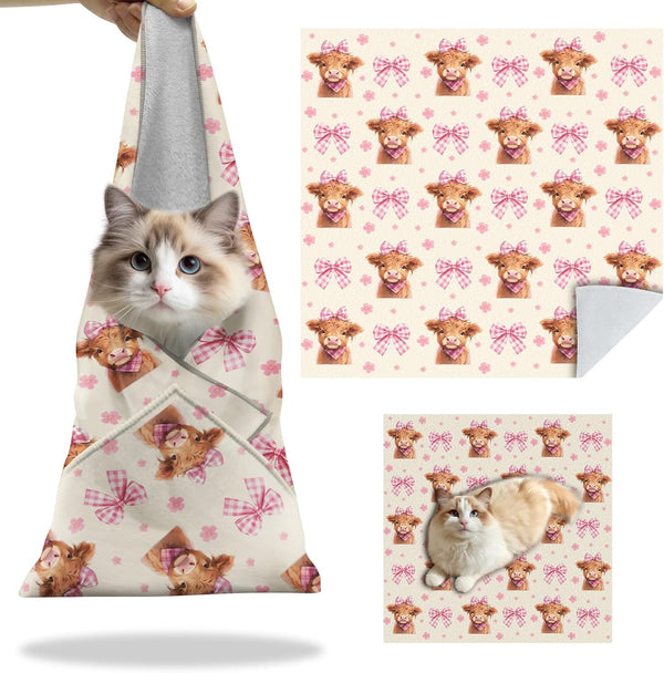 27.6"Cat Grooming Wrap, Self Adhesive Cat Wrap for Cutting Nail, Anti-Escape Calming