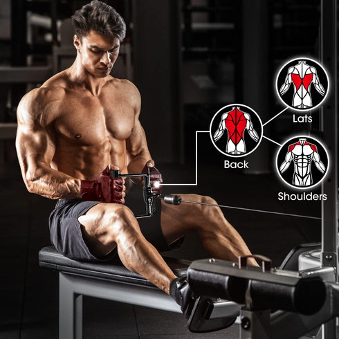 Yes4All Tricep Press Down Cable Machine Attachment Set, V-Shaped Bar & LAT Pull Down Straight Rotating Bar