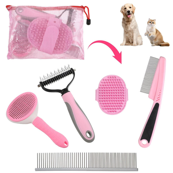 Pafeooui 6PCS Dog Grooming Kit, Pet Grooming Kit, Deshedding Brush for Short Hair,