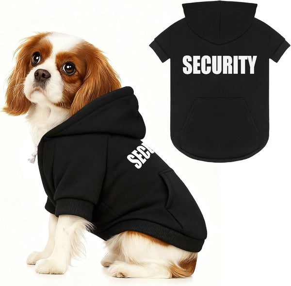 Waoduld Dog Sweaters,Security Dog Hoodie,Warm Brushed Fleece Sweatshirt with Hood & Pocket,Leash Hole,Cozy