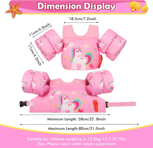 13-30/20-50/22-66lbs, Swimming MoKo Toddler Swim Vest for Kids Swim Arm Floaties Cartoon Water Wings Pool Float Vests