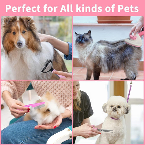 Dog Grooming Brush Shedding Kit - 9PCS Complete Grooming Solution for All Breeds, Promotes Healthy Skin and Coat