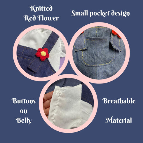 Pet Dress - Sweet Flower Small Dog Skirt, Tutu Clothing for Puppies and Cats for Spring Summer (Blue, M)