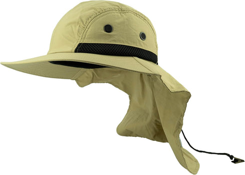 Wide Brim Sun Hat for Men Women, Waterproof UPF50 Protection Fishing Hiking Safari Hat with Neck Flap