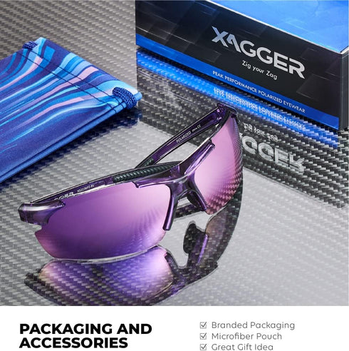 Xagger Polarized Wrap Around Sport Sunglasses for Men Women, UV400 Baseball Softball Glasses