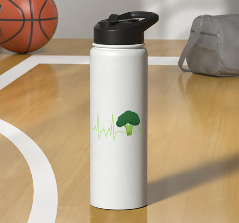 Hiking Lover Design Broccoli Heartbeat Broccoli Lover Gift Stainless Steel Insulated Water Bottle