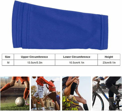 Soccer Shin Guard Socks, Breathable Blue Sports Sleeves for Hiking, Football Training, Running & Cycling