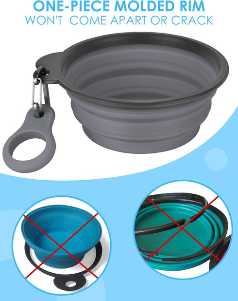 Aonkey Collapsible Dog Bowls with Bottle Carrier, 2 Pack Travel Dog Water Bowl, Foldable Silicone Portable for Pets