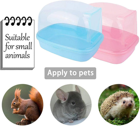 kathson Dwarf Hamster Bathroom - Chinchilla Sauna Room Plastic Sand Bath House for Gerbils, Hedgehog, Squirrel (Blue)