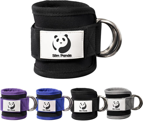 Slim Panda Ankle Strap for Cable Machine, Adjustable Ankle Cuff for Booty Hip Abductors, Glute Workouts