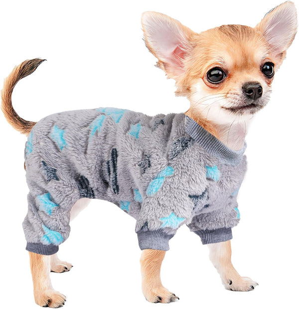 Small Dog Pajamas, Glow in Dark Tie Dye Unicorn Sweater for Tiny Dogs, Super Soft Velvet Material (Blue, X-Small)