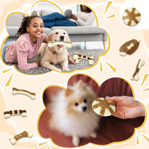 6 Pieces Dog Chew Toys for Aggressive Chewers, Real Beef Flavor, Durable Nylon, Small Breed Puppies