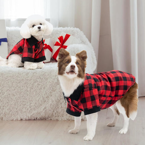 KOOLTAIL Dog Shirt, Red Buffalo Plaid Pet Apparel, Comfortable T-shirt for Small Medium Large Dogs and Cats, L