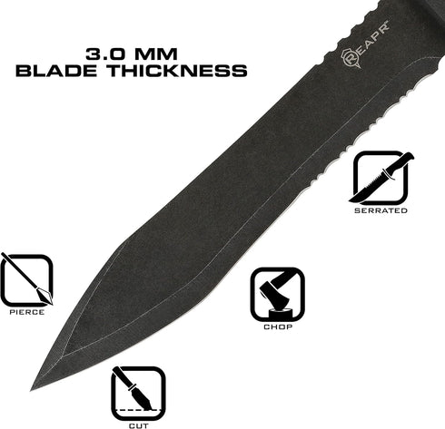 Reapr 11019 Legion Tactical Sword with Sheath for Camping, Hiking, Emergencies, Self-Defense, 20" Overall Length, Black